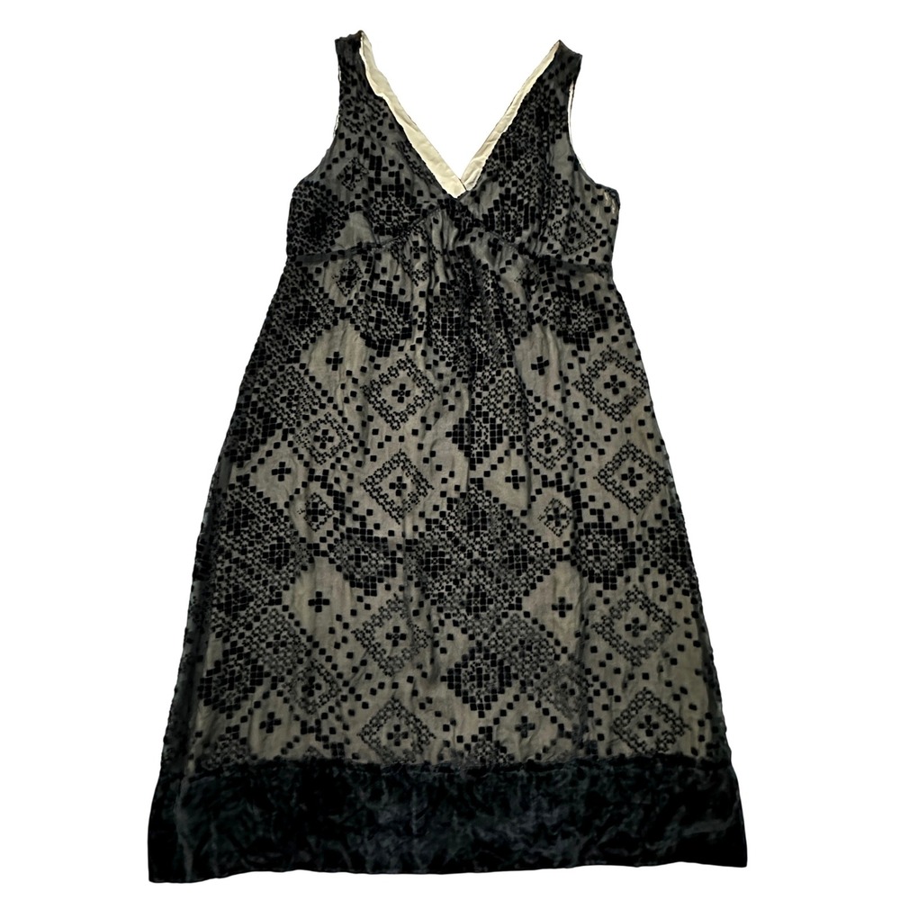 Robin Howe Silk Velvet Burnout Dress Women 12 Black 90s Whimsigoth Grunge Witchy - Picture 12 of 12